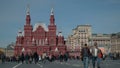 Tourists and locals visiting Red square in Moscow, Russia. Time-lapse. 4K