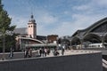 Tourists and locals walking in front of the main train station in cologne, germany