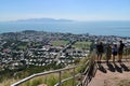 Tourists look at aerial view of Townsville Queensland Australia
