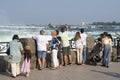 Tourists look out at Niagara Falls