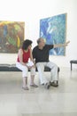 Tourists look at paintings by Marc Chagall, Marc Chagall Museum, Nice, France