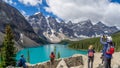 Tourists looking at Moraine lake