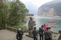 Tourists looking at Qutang Gorge in Baidi City