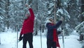 Tourists lost in the forest and catch a connection on the phone