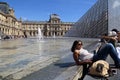 Tourists at the Louvre Museum in Paris, France Royalty Free Stock Photo