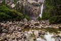 Tourists at Lower Yosemite Falls