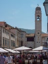 Tourists in LuÃÂ¾a Square, a busy square under the bell tower, Dubrovnik Royalty Free Stock Photo