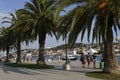 Tourists on the main promenade in the city of Trogir