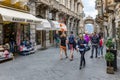 Tourists in the main street Corso Umberto of Taormina, Italy Royalty Free Stock Photo