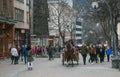 Tourists in the main street of Zakopane mountain city in Poland