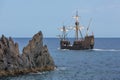 Tourists making a cruise with a replica of vessel