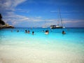 Marble beach - Saliara beach, Thassos Island, Greece.