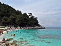 Marble beach - Saliara beach, Thassos Island, Greece.