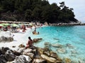 Marble beach - Saliara beach, Thassos Island, Greece.