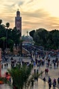 Tourists in Marrakesh at sunset Royalty Free Stock Photo