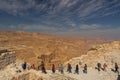 Tourists at Masada Fortress, National Park,Judea, Israel