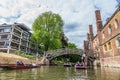 Tourists at the Mathematical Bridge. Cambridge, England, 21st of May 2017 Royalty Free Stock Photo