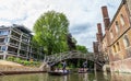 Tourists at the Mathematical Bridge. Cambridge, England, 21st of May 2017 Royalty Free Stock Photo