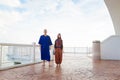 Tourists in Melaka Straits Mosque Royalty Free Stock Photo