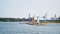 Tourists at the mill beacon in Swinoujscie