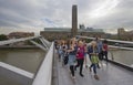 Tourists on Millennium Bridge Royalty Free Stock Photo