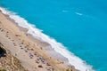 Tourists on Milos Beach in Lefkada Greece