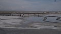 Tourists & monks visiting the China Caka salt lake