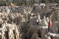 Tourists in Moon Valley in La Paz, Bolivia Royalty Free Stock Photo