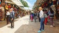 Tourists at Mount Monserrate craft market in the city of Bogota