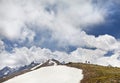 Tourists in the mountains Royalty Free Stock Photo