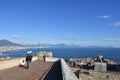 Tourists in Naples visiting Saint`Elmo castle.