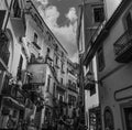 Tourists in a narrow alley in old town Amalfi Royalty Free Stock Photo