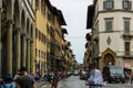 Tourists on the narrow streets of old medieval city of Florence. Royalty Free Stock Photo