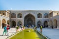 Tourists in the Nasir-Al-mulk Mosque Pink Mosque, well known as considerable pink colour tiles for its interior design