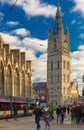 Tourists near the Belfry in Ghent, Belgium.