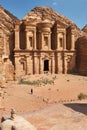 Tourists near A-Dir Monastery, Petra`s largest monument, Jordan