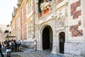 Tourists near entrance to castle Chateau de Blois