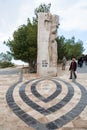 Tourists near Monument on Mount Nebo in Jordan