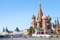 Tourists near Pokrovsky Cathedral on Red Square Royalty Free Stock Photo