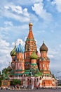 Tourists near St. Basil's Cathedral on Red Square.