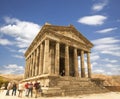 Tourists near the Temple of Garni - a pagan temple in Armenia was built in the first century Royalty Free Stock Photo