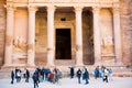 Tourists near of Treasury Monument in Petra