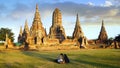 Tourists near Wat Chai Watthanaram temple.