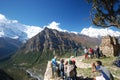 Tourists and Nepali kids in the nature