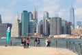 Tourists and New York Skyline Royalty Free Stock Photo