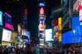 Tourists at night Times Square Royalty Free Stock Photo