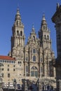 Tourists at the Obradoiro Square in front of the Cathedral, the final spot in the Camino de Santiago. Spain