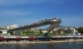 Tourists at an observation platform above Moscow River