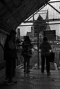 Tourists observing the ruins of the badly damaged Christchurch Cathedral by the 2011 earthquake.