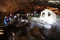 Tourists in olevano cave